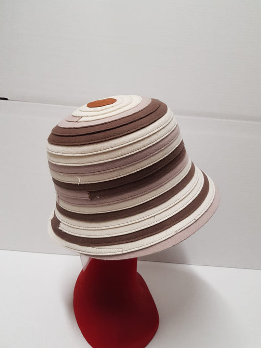 Striped asymmetric cloche hat